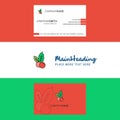 Beautiful Cherries Logo and business card. vertical Design Vector