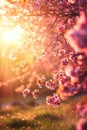 Beautiful cherry blossom sakura in spring time with soft focus. Blossoming branch of pink sakura flowers blooming in Royalty Free Stock Photo