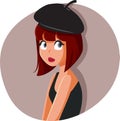 Fashion Girl Wearing French Style Beret Character Royalty Free Stock Photo