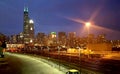 Beautiful Chicago Illinois skyline at night Royalty Free Stock Photo