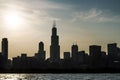 Beautiful Chicago skyline at sunset Royalty Free Stock Photo