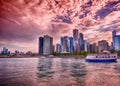 Beautiful Chicago skyline during sunset.