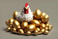 Beautiful Chicken and Brilliant Gold Egg Royalty Free Stock Photo