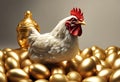 Beautiful Chicken and Brilliant Gold Egg Royalty Free Stock Photo