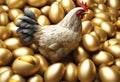 Beautiful Chicken and Brilliant Gold Egg Royalty Free Stock Photo