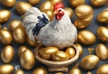 Beautiful Chicken and Brilliant Gold Egg Royalty Free Stock Photo