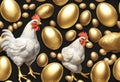 Beautiful Chicken and Brilliant Gold Egg Royalty Free Stock Photo