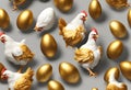 Beautiful Chicken and Brilliant Gold Egg Royalty Free Stock Photo