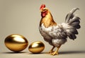 Beautiful Chicken and Brilliant Gold Egg Royalty Free Stock Photo