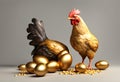 Beautiful Chicken and Brilliant Gold Egg Royalty Free Stock Photo