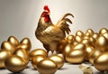 Beautiful Chicken and Brilliant Gold Egg Royalty Free Stock Photo