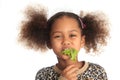 Beautiful child asian Afro American child salad