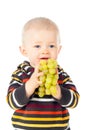 Beautiful child boy eating grapes Royalty Free Stock Photo