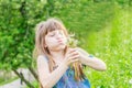 Beautiful child girl in park. Happy kid having fun outdoo Royalty Free Stock Photo