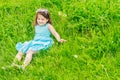 Beautiful child girl in park. Happy kid having fun outdoo Royalty Free Stock Photo