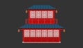 Beautiful china house blue tone roof minimal style.happy chinese new year. holiday category. vector illustrator eps10