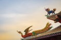 Beautiful Chinese dragon-headed unicorn and Chinese phoenix stat