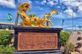 Beautiful Chinese dragons sculpture at Anek Kusala Sala Viharn Sien Chinese temple in Pattaya,