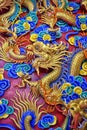 Beautiful Chinese dragons sculpture at Anek Kusala Sala Viharn Sien Chinese temple in Pattaya, Royalty Free Stock Photo