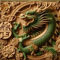 A beautiful chinese green dragon, festive, lunar new year, wood element, mythical spirit, legendary animal