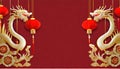 Chinese New Year 2024 of the golden dragon background. AI Generated Royalty Free Stock Photo