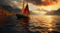 Sailboats Traveling in The Sea Under The Sky During Sunset Royalty Free Stock Photo