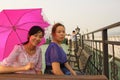 Beautiful chinese women on the boat