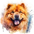 Beautiful chow chow dog. Digital watercolor painting. Generative AI Generative AI