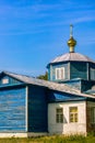 Beautiful Christian church among greenery against the sky Royalty Free Stock Photo