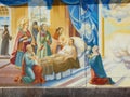 Beautiful christian wall art painting at the entrance of Saint Michael`s golden-domed cathedral and monastery in Kiev