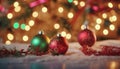 Beautiful Christmas baubles on bokeh background, closeup. Generative AI Royalty Free Stock Photo