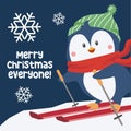 Beautiful Christmas Card. Kawaii hand drawing illustration Royalty Free Stock Photo