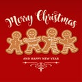 Beautiful Christmas card with gingerbread family Royalty Free Stock Photo