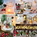 Christmas collage with retro style home decorations Royalty Free Stock Photo