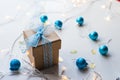Beautiful Christmas composition with gift or present box on white background Royalty Free Stock Photo