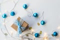 Beautiful Christmas composition with gift or present box on white background Royalty Free Stock Photo