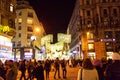 Beautiful Christmas decorated Vienna inner city Stephansplatz at night Austria