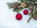 Beautiful Christmas Decorations border with copy-space Royalty Free Stock Photo