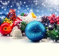 Beautiful Christmas Decorations border with copy-space. Royalty Free Stock Photo