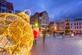 Beautiful christmas decorations on the market squere of Grudziadz, Poland