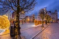 Beautiful christmas decorations on the market squere of Grudziadz, Poland