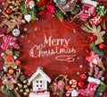 Beautiful Christmas frame with Christmas decorations Royalty Free Stock Photo
