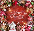 Beautiful Christmas frame with Christmas decorations Royalty Free Stock Photo