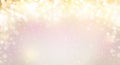 Beautiful Christmas and Happy New Year banner with copy space. Big shining christmas background. Gold, white, purple, beige,