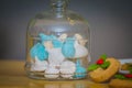 Beautiful christmas holiday white and blue meringue Royalty Free Stock Photo