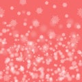 Beautiful Christmas image . White snow flakes on a pink background. abstract Pattern .
