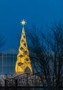 Beautiful Christmas Lighting Display. illuminated LED Christmas tree in a park Royalty Free Stock Photo