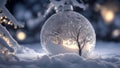 Beautiful Christmas and New Year background with christmas tree and snow globe Royalty Free Stock Photo