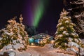 Beautiful Christmas night village in Norway Royalty Free Stock Photo