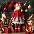 Beautiful Christmas scenery with cozy vintage toys and gifts Royalty Free Stock Photo